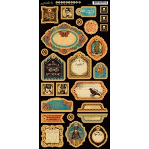 Steampunk Spells Die Cut Chipboard Tags - 2